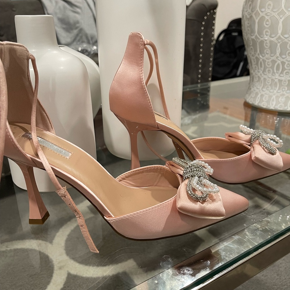 Primark Pink Sculptural Heels with Bow Embellishment